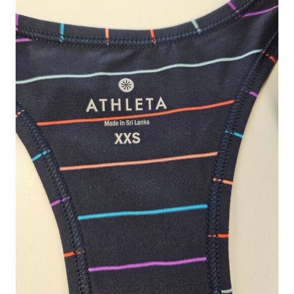 Athleta Multi Stripe Tinker Tank multi color navy stripe EUC active yoga run XXS - Picture 6 of 9